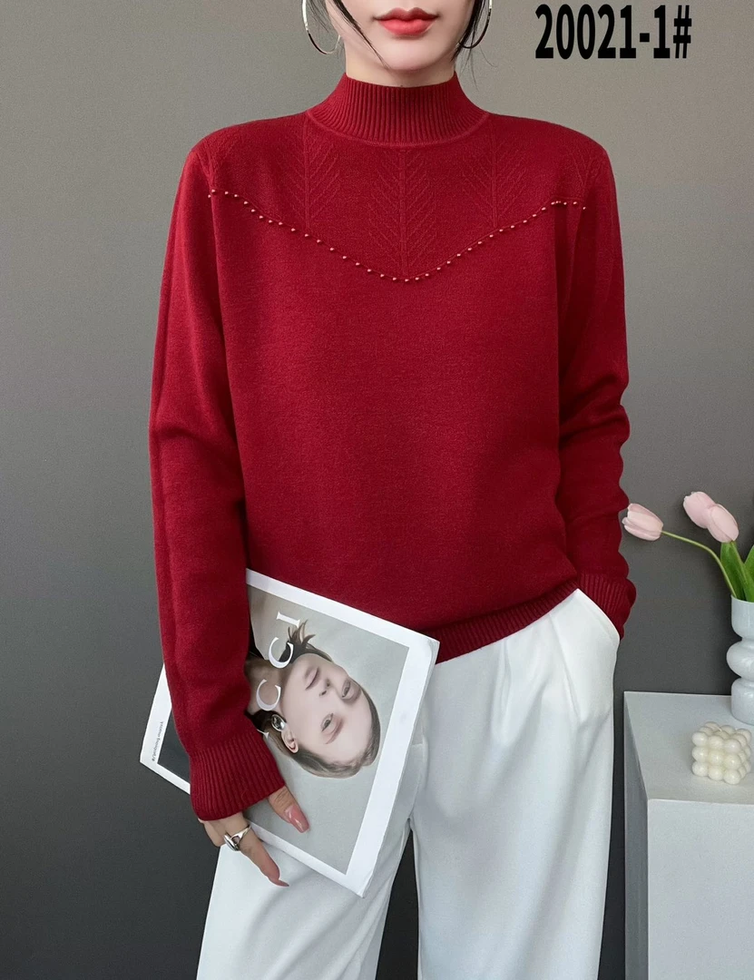 安迪绒羊毛秋冬新款针织上衣女装针织衫长袖时尚休闲百搭20021