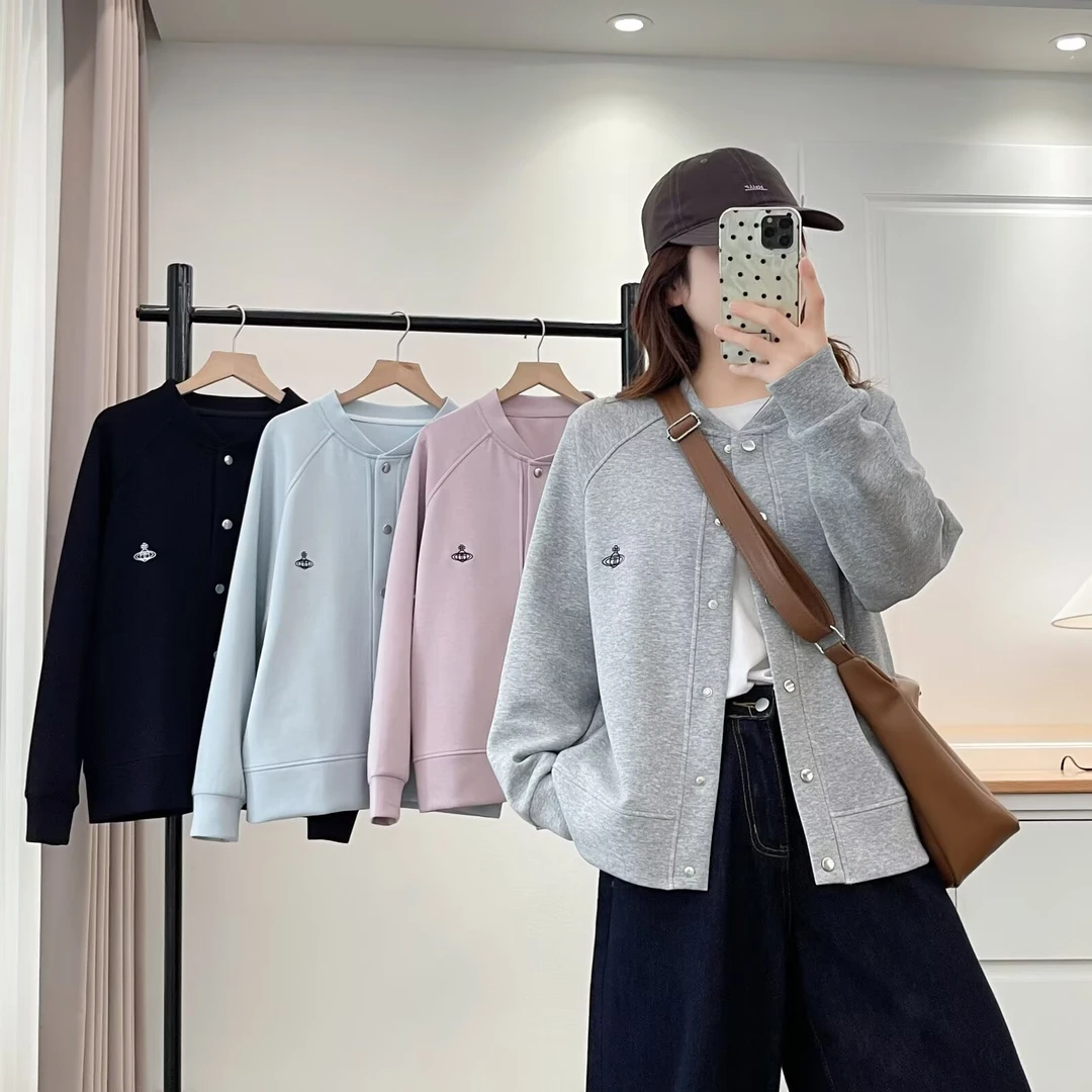 大码秋季单排扣纯色女直下摆短外套短款简约女士上衣747