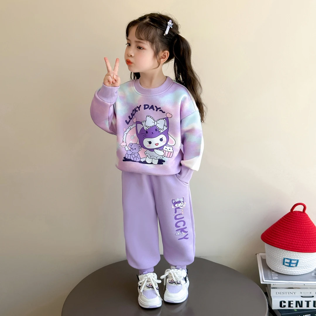 女童扎染套装洋气儿童库洛米春秋装新款女宝宝休闲两件套小女孩潮