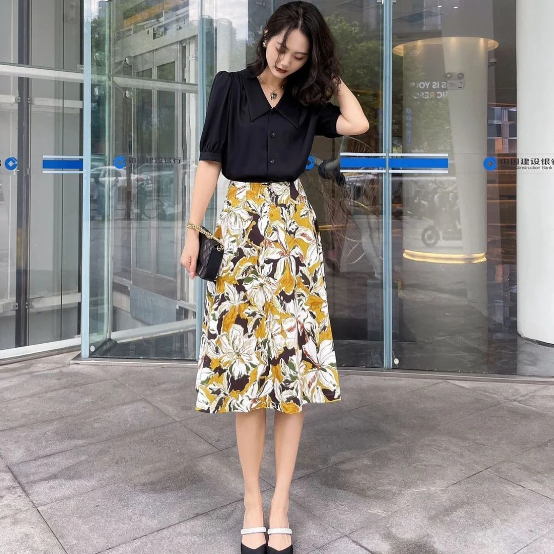 阿家正品活动品气质法式职业桑蚕丝短袖衬衫 5300970-153711-001