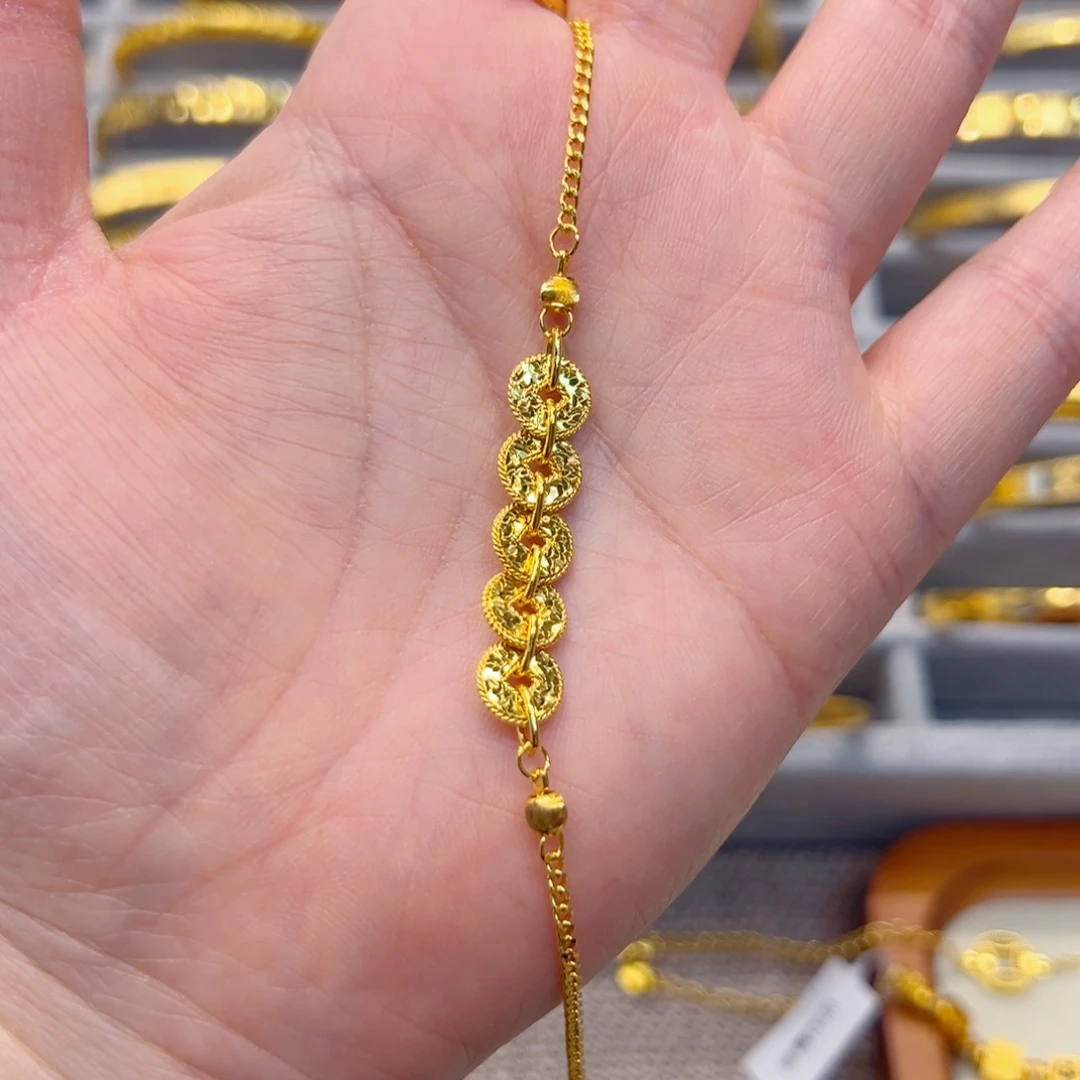 铜合金碎碎冰五帝钱手链