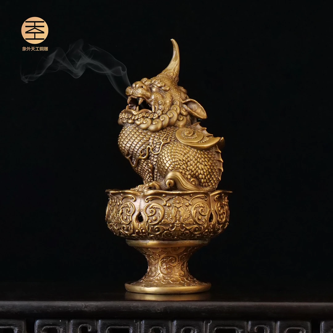 象外天工貔貅香炉全铜瑞兽香炉摆件神兽禅意铜雕塑香炉原创纯手工