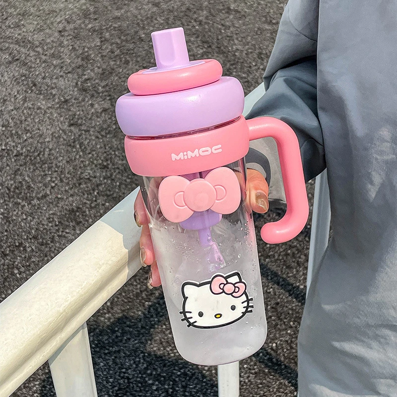 夏天大容量水杯2024新款女喝水杯吸管冰霸杯直饮泡茶杯子带把手