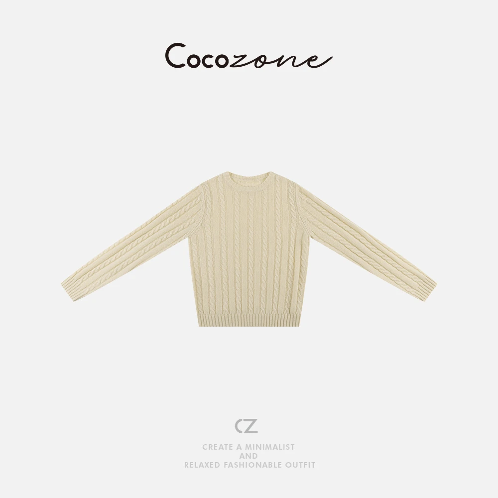 COCO ZONE 刘一一  ”复古老钱“  圆领麻花针织衫CC1C2267