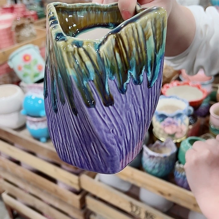 有孔，凑单福利满10元发货陶瓷多肉花盆！