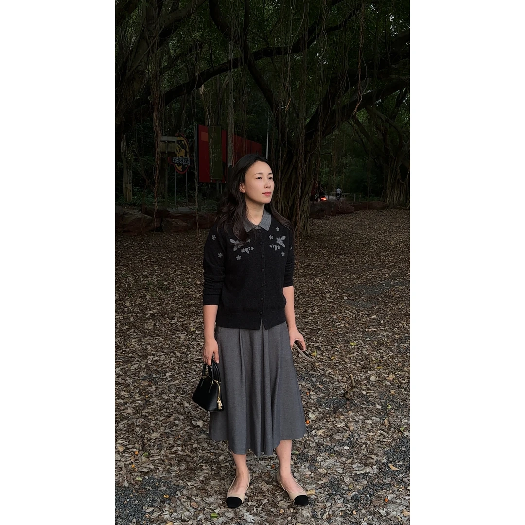 复古刺绣高级翻领绣花长袖通勤休闲针织衫MA5SYDZ1113