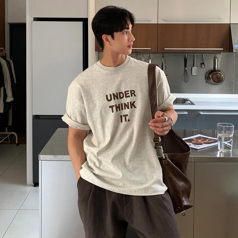 「苏梅南」字体印花300g纯棉重磅短袖t恤男韩版宽松百搭圆领T恤