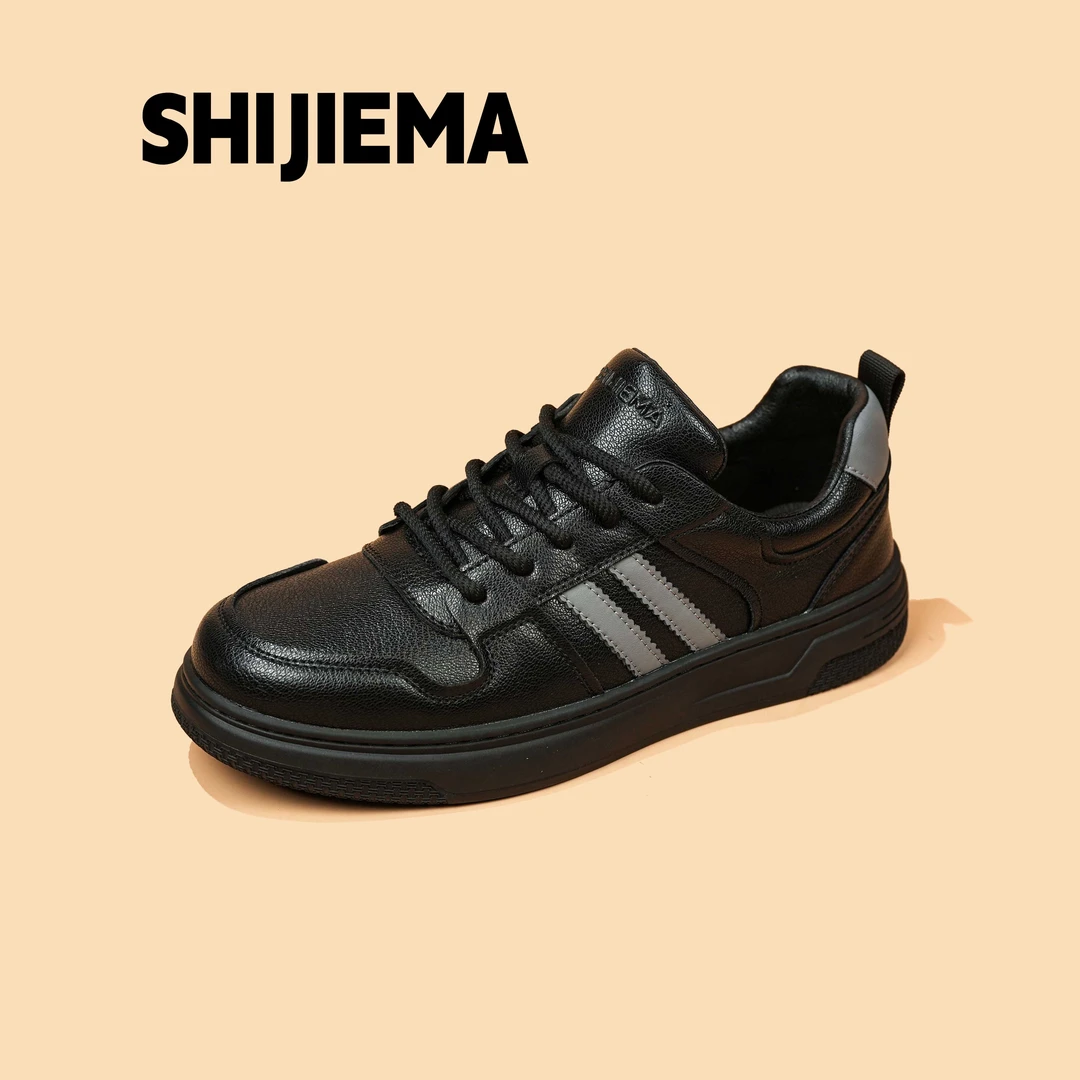 男士真皮休闲鞋软底舒适百搭时尚运动板鞋系带秋冬工装鞋S-0607