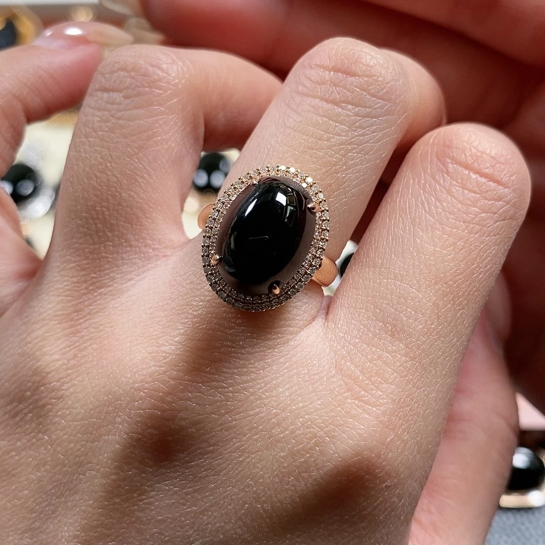 翡翠戒指18K金镶嵌1。