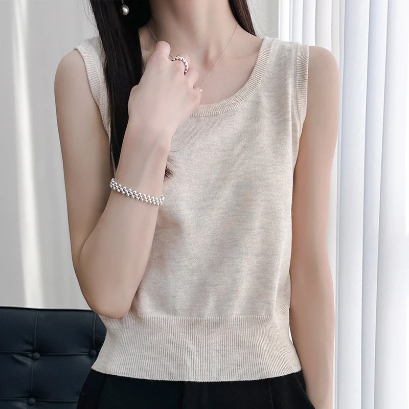 25春夏新款针织背心女 内搭西装打底吊带遮副乳无袖上衣