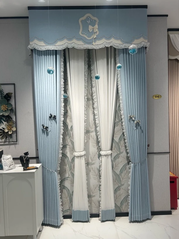 《天空之城》返单爆款仿棉绒暗花雪尼尔成品窗帘（限门店上样）