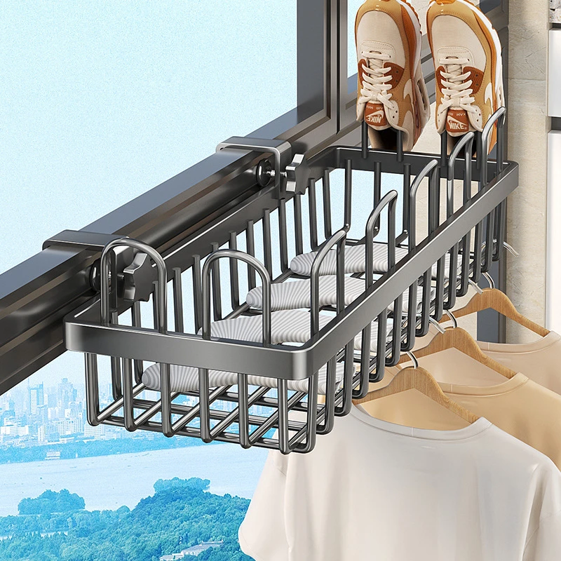阳台晒鞋子神器窗台晾衣架简易护栏凉鞋架子室外晾晒鞋架子