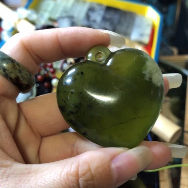 岫玉银S925镀金镶嵌岫玉挂件