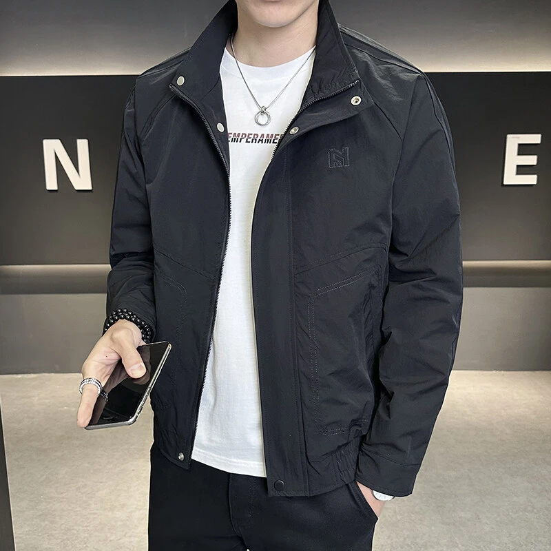 2025春秋新款潮牌男士立领工装夹克韩版潮流时尚简约休闲夹克外套