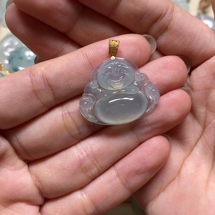 .***.翡翠18K金镶嵌颈饰佛公