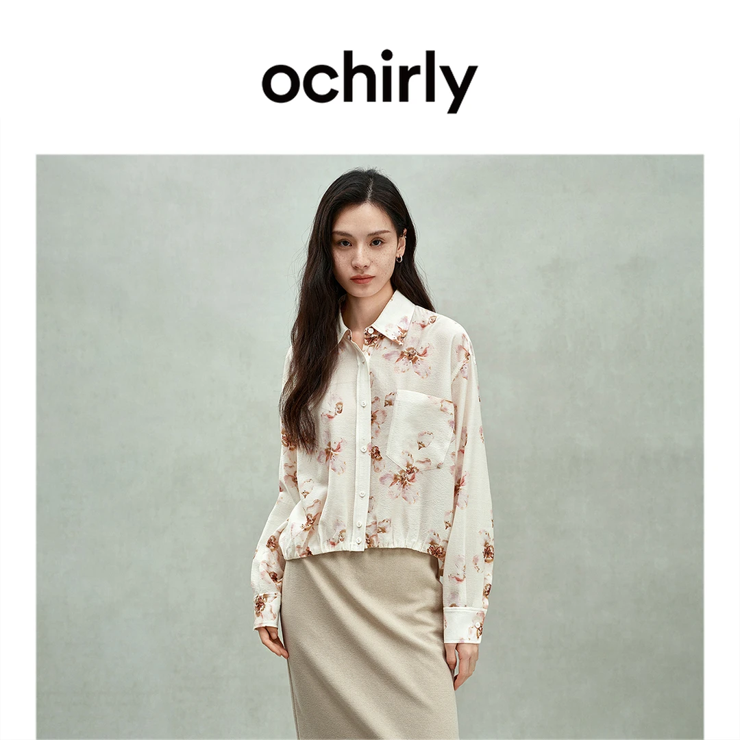 OCHIRLY欧时力 醋酸印花防晒休闲衬衫女上衣宽松度假2025夏季新品