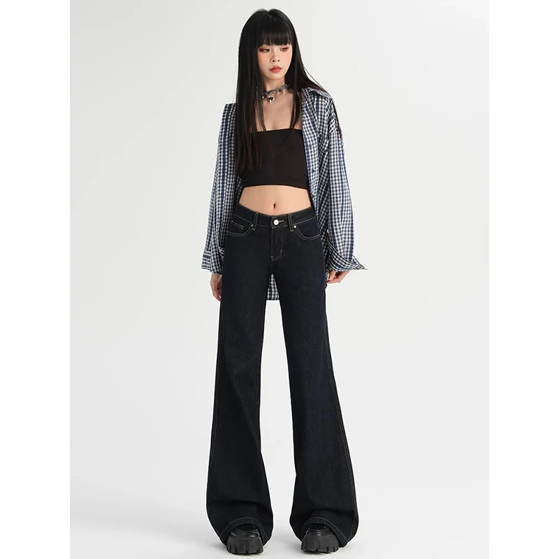 原色微喇叭牛仔裤女2025春季新品辣妹低腰显瘦显高百搭长裤子