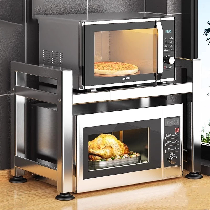 2025年新款德国不锈钢微波炉置物架厨房台面多功能移动落地多层厨