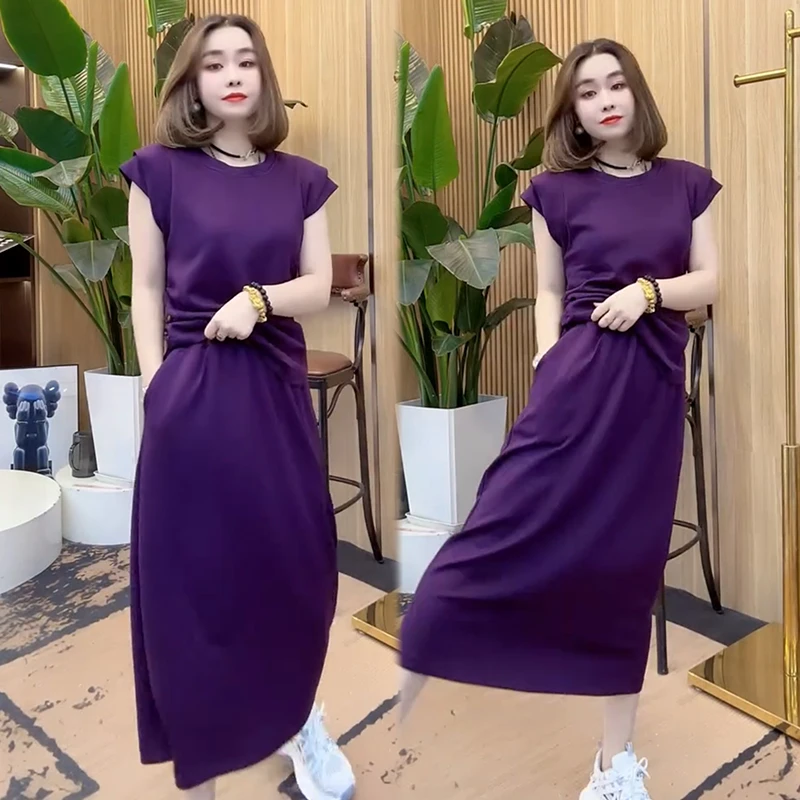 2025春夏季新款时尚显瘦气质网红高档洋气女宽松大码裙子两件套潮