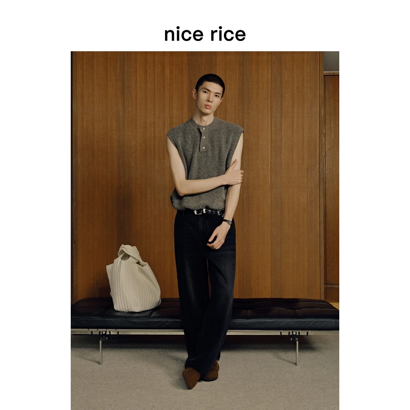 nice rice好饭 25秋季新品13.1盎司宽松后袋撞钉牛仔裤男NHQ13019