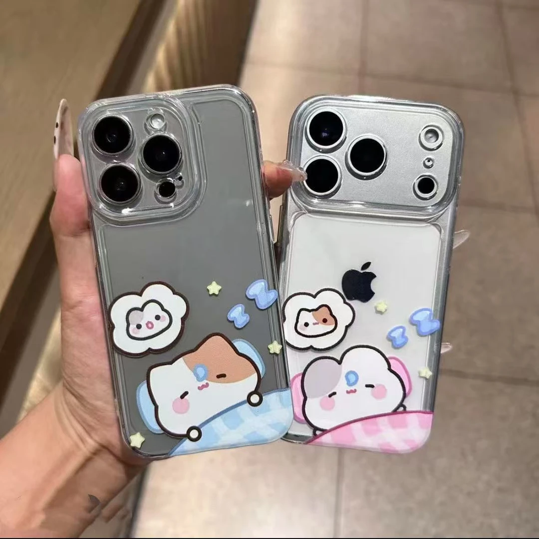 情侣睡觉小猫适用iphone17Promax17Air手机壳华为P70vivo小米全包