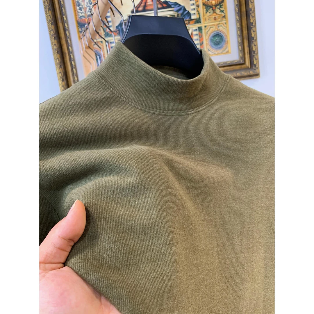 灏吉弧打底衫男士秋冬半高领冬季运动衫保暖内衫双面长袖t恤