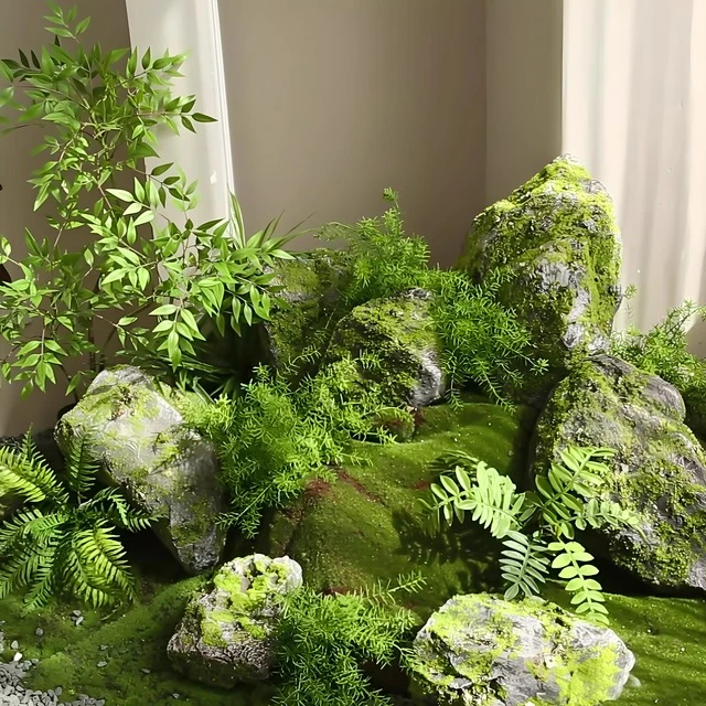 推荐彷真青苔泡沫石室内户外酒店庭院布景人造假石头苔藓假山装饰