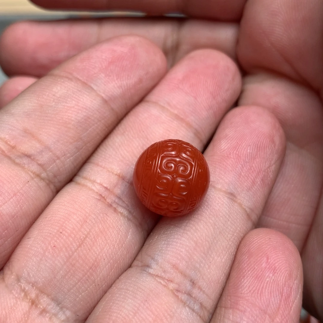 @***风南红玛瑙未镶嵌回纹圆珠