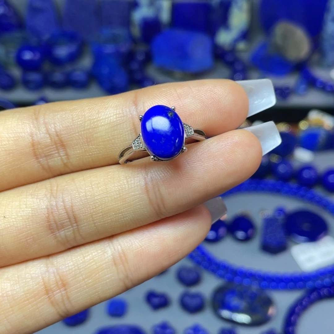 青金石银S925镶嵌戒指（可调节）