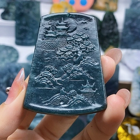 用***0定制翡翠未镶嵌山水