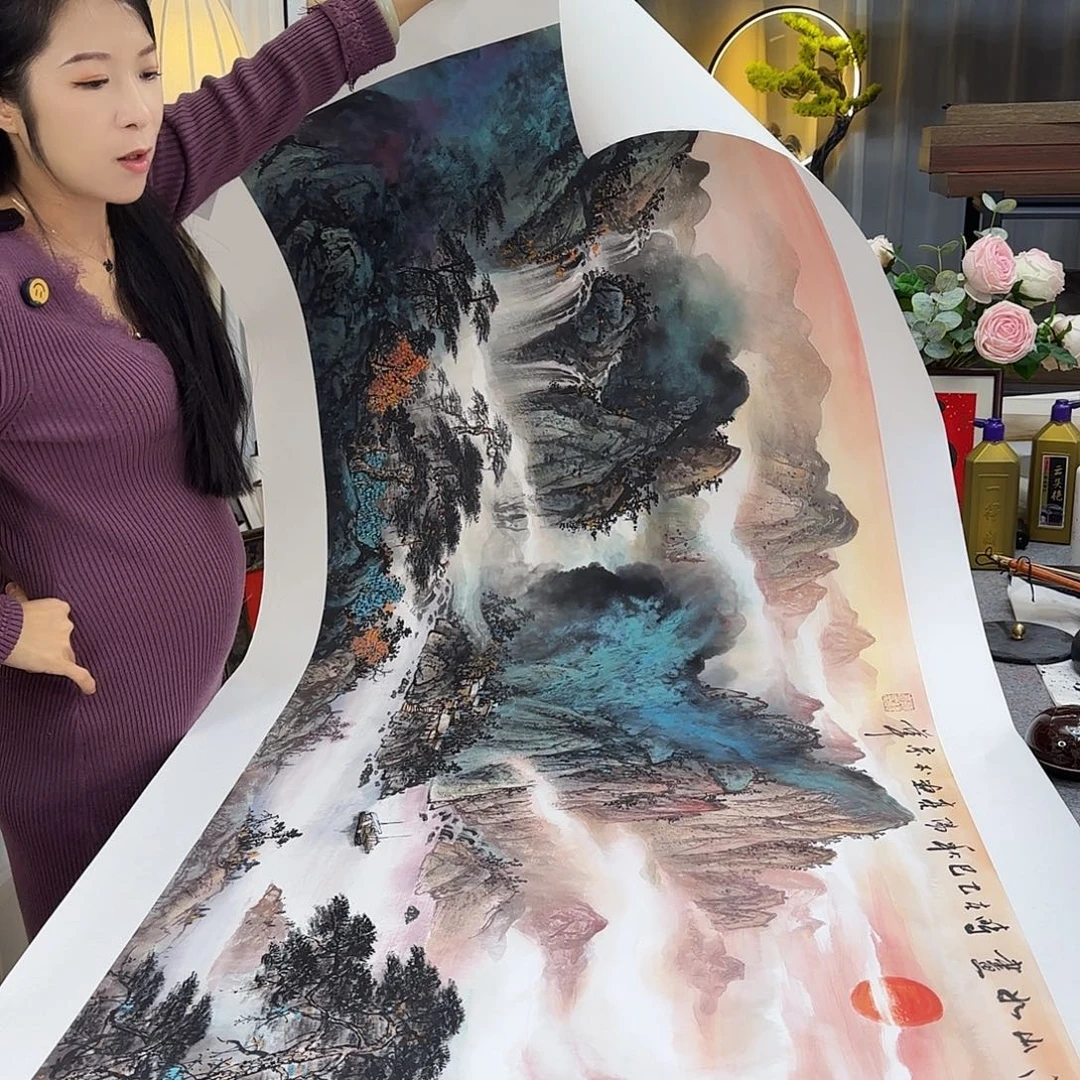 国画伊人阳亮山水国画