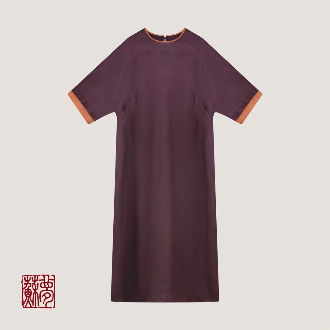 蘇夢【嫣红】红云纱中式百搭实穿圆领大袍0101575