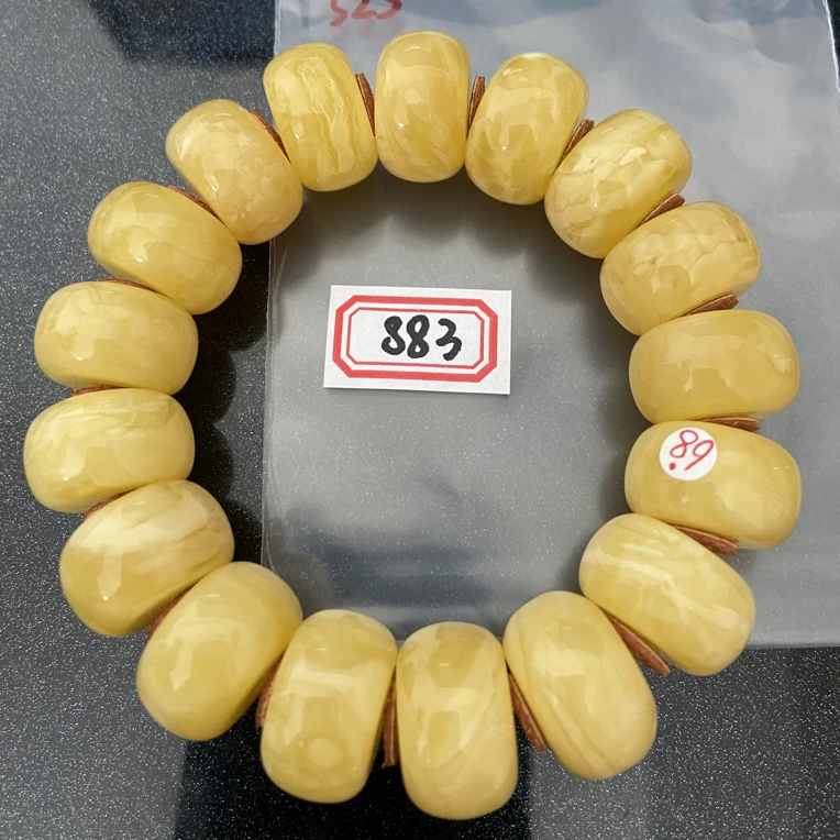 天然原矿琥珀蜜蜡墩子手串卡18+