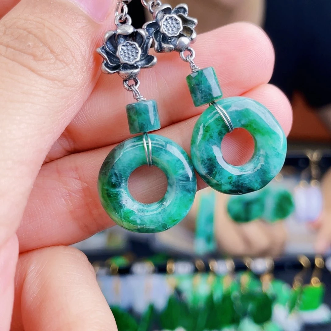 翡翠未镶嵌耳饰饰品