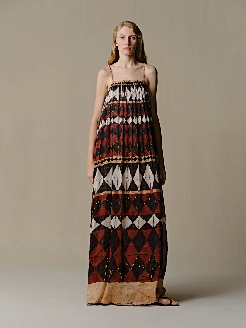 【INTO THE EAST】25早春E1DGSS014BR21 丝麻几何吊带裙