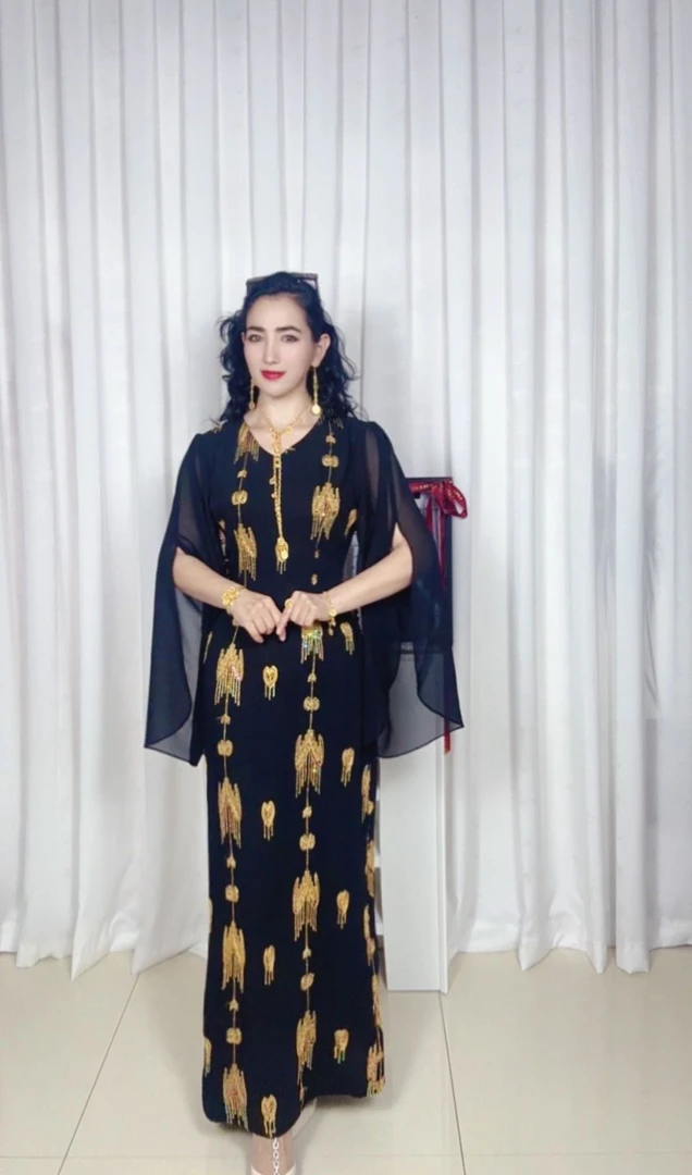 长裙松紧腰连衣裙黑色显瘦欧若智性风