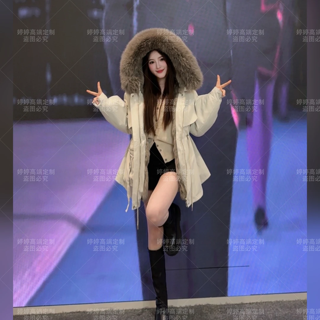 【嫦娥獭兔毛+毛袖】獭兔毛内胆收腰显瘦休闲时尚冬季保暖派克服