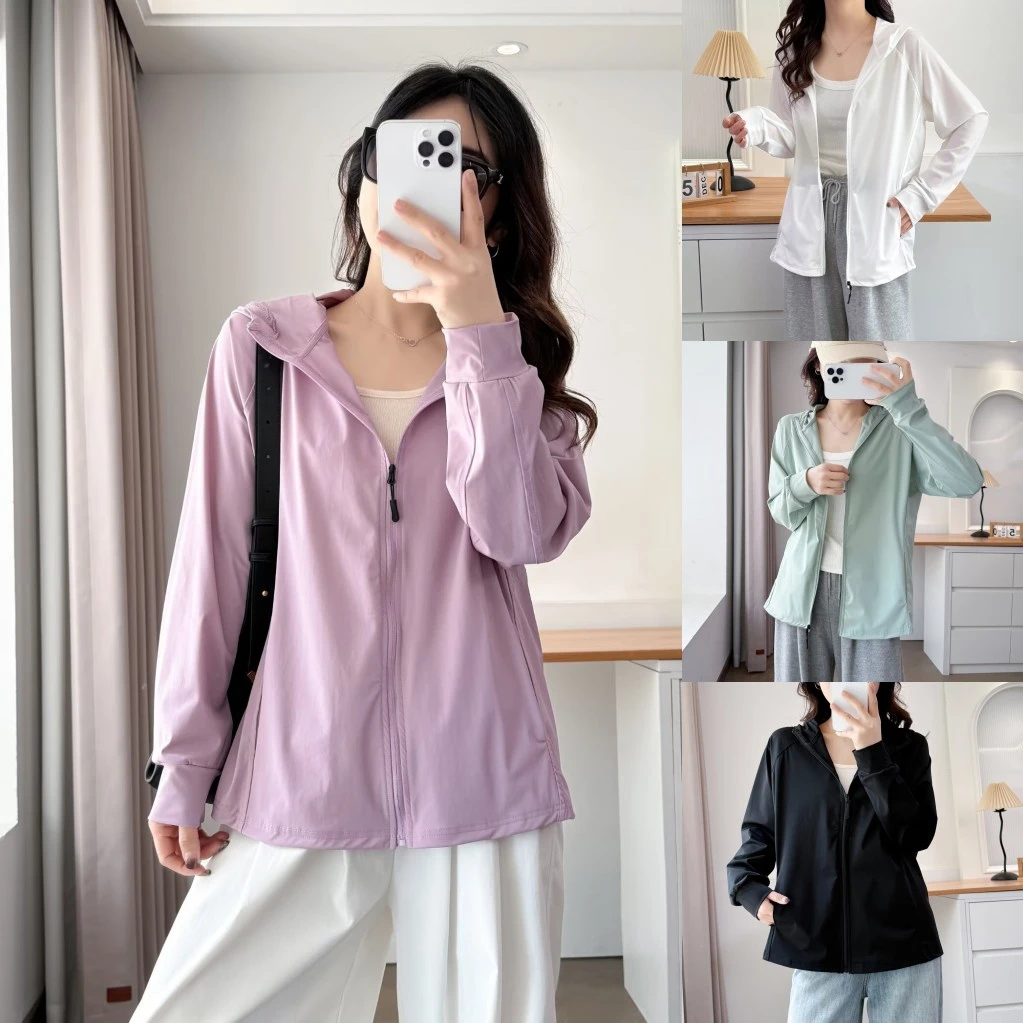 大码胖mm夏季薄款凉感透气防晒连帽外套韩版显瘦百搭宽松藏肉上衣