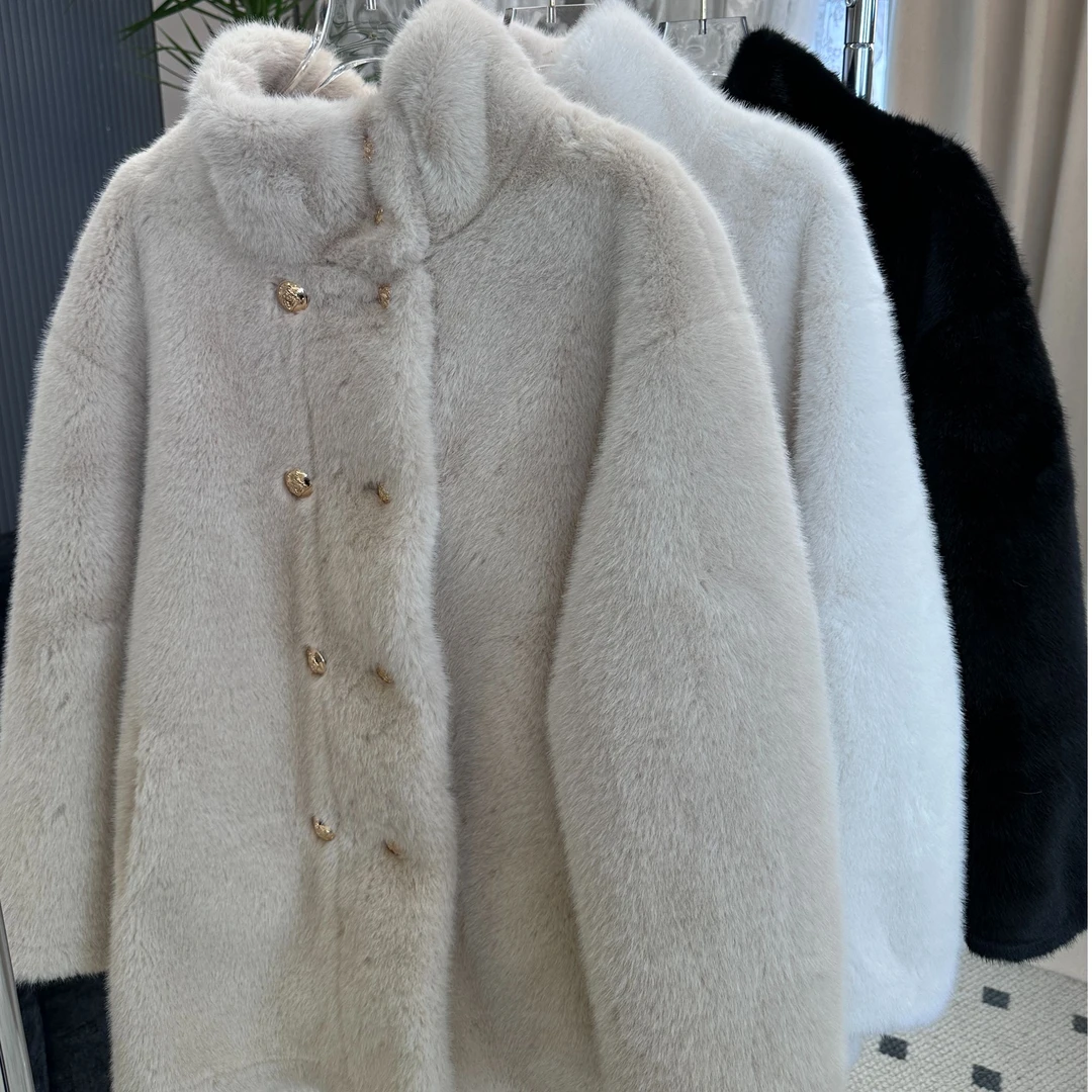 2025春季上新气质百搭翻领秋冬女士洋气韩版雪绒貂外套