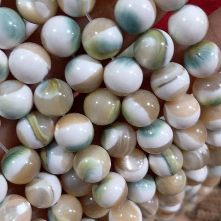 贝壳非金属一条9mm绿螺圆珠