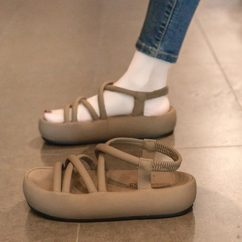 【旗舰新品】英国真皮厚底罗马凉鞋女2025夏季新款超火配裙子绝美