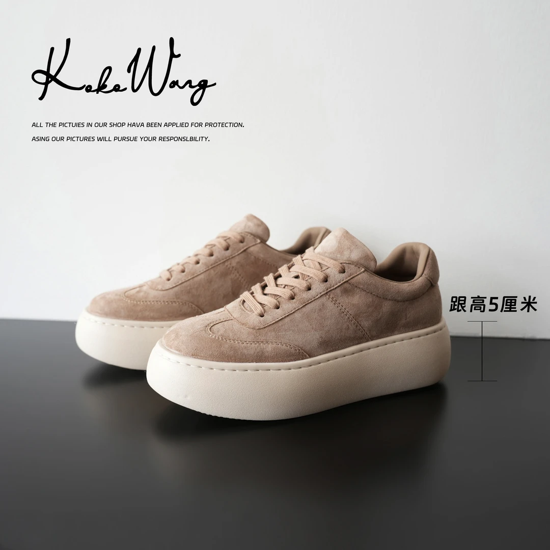 KOKO WANG秋冬羊绒面松糕舒适时尚厚底系带德训休闲鞋X1925H31X01