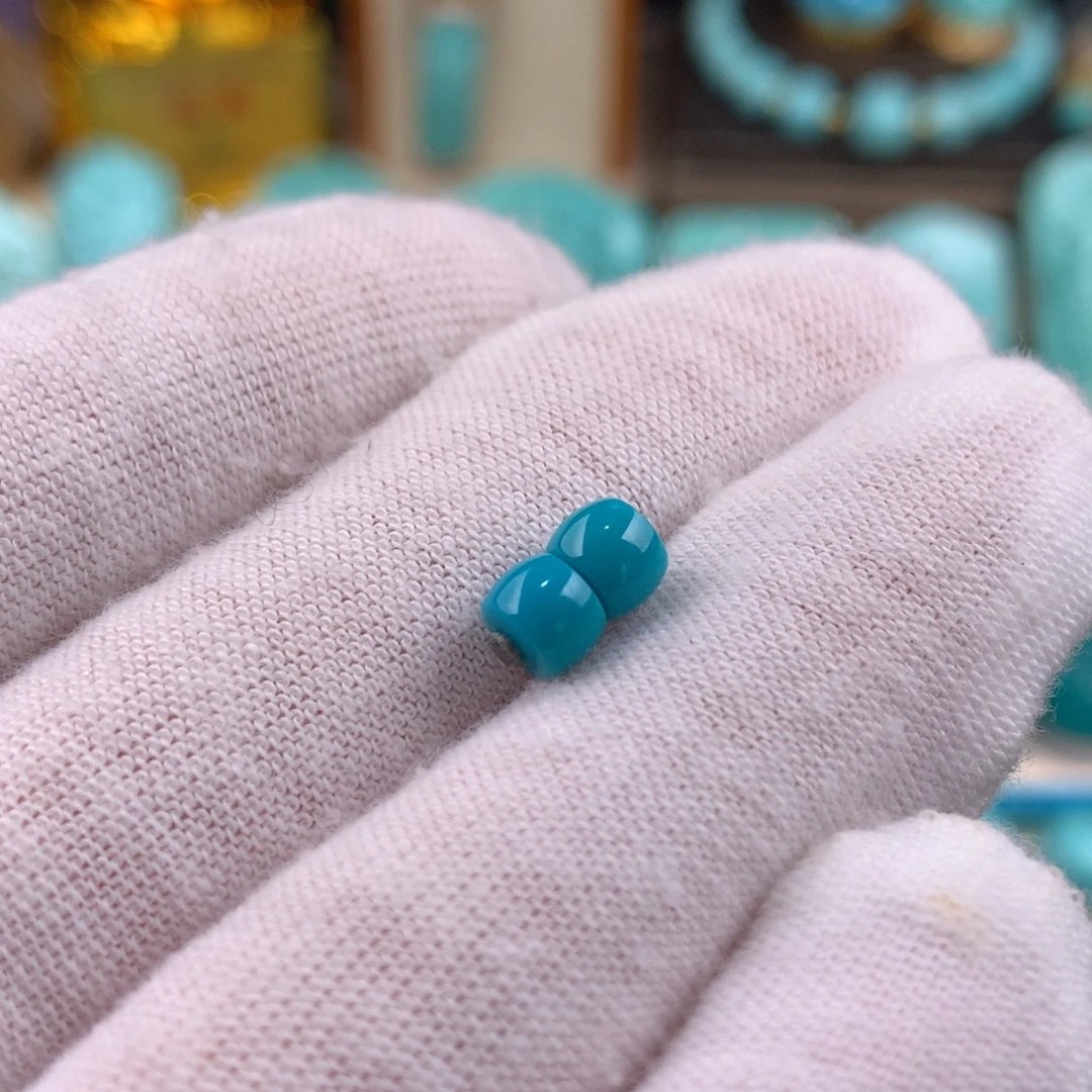 绿松石未镶嵌直切对珠卡5.1