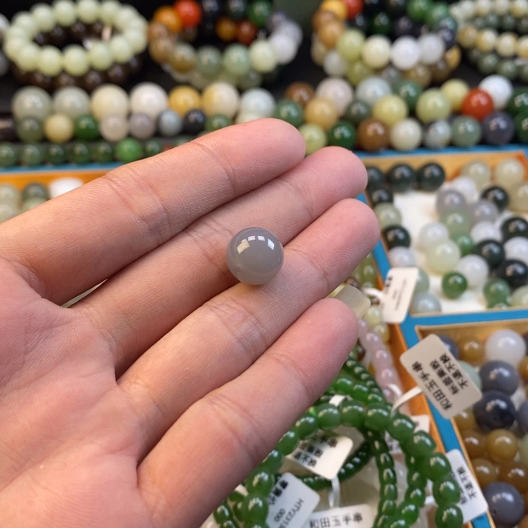 和田玉手串未镶嵌?***?卡12烟紫单珠