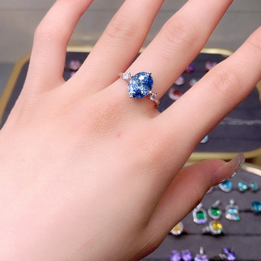 海蓝宝石戒圈银S925镶嵌111111