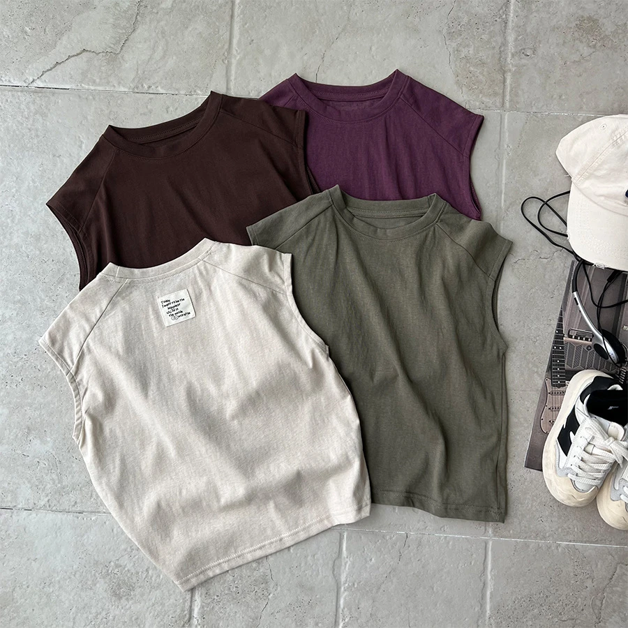 儿童夏季纯色背心男女童无袖t恤坎肩 YN959