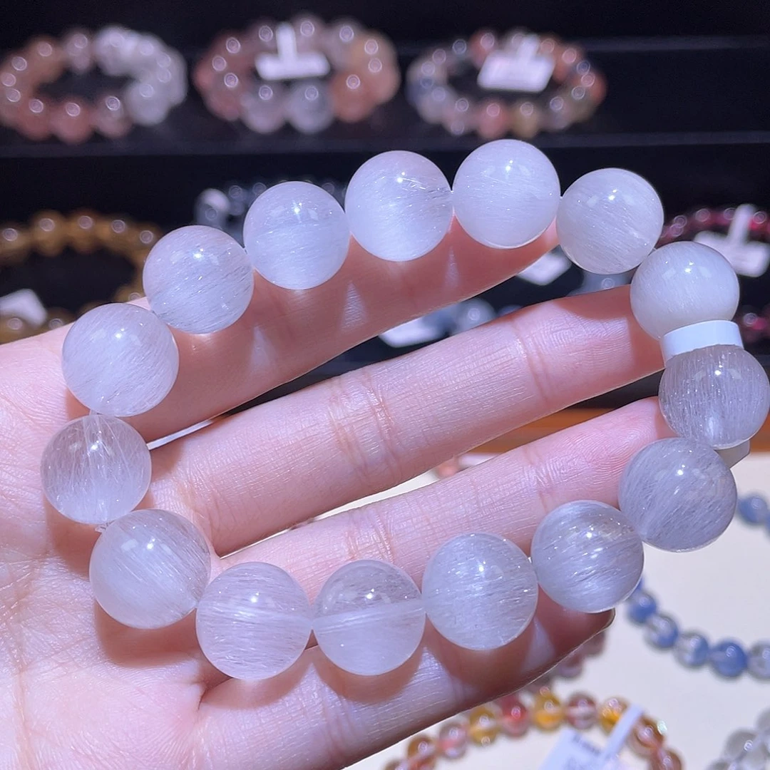 水晶手链未镶嵌兔毛手链，晶体通透13+
