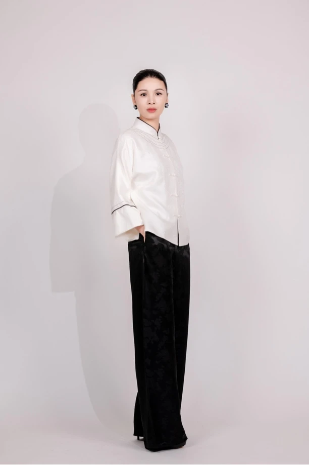 桑蚕丝中式复古对襟短款春秋薄款素色开衫外套女