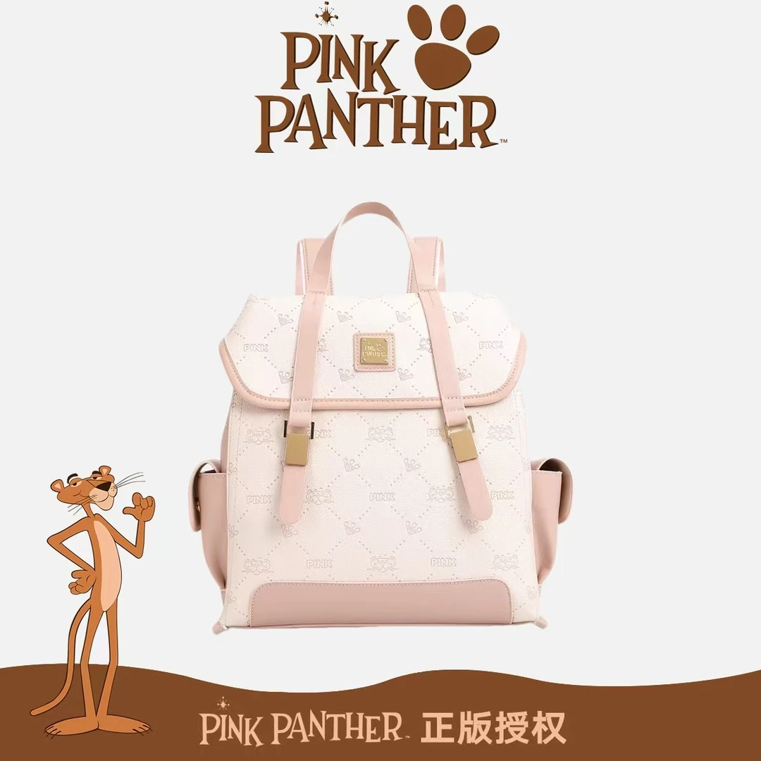 【桃之夭夭】【PinkPanther】2025新款压花白色双肩手提款潮流双肩包