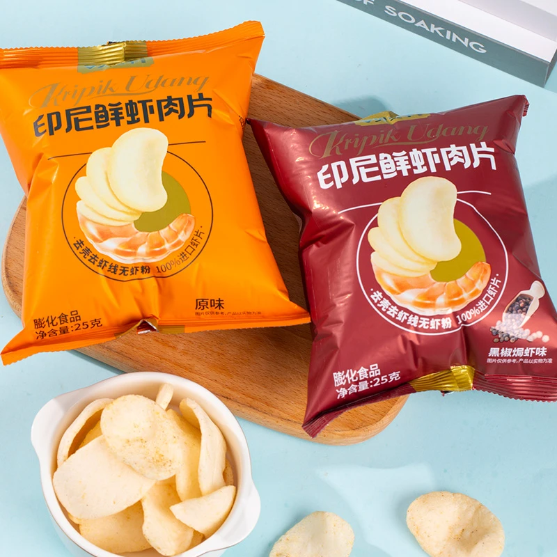 盼盼领鲜印尼鲜虾肉片膨化大虾片薯片儿童解馋网红小吃休闲零食品